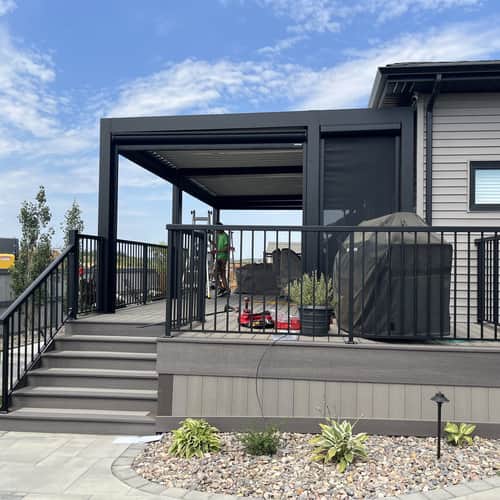 Aluminun deck railing , picket railing in Edmonton Alberta.