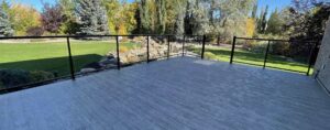 Vinyl decking installation in Edmonton by CBS Alberta, showcasing a waterproof and low-maintenance deck.