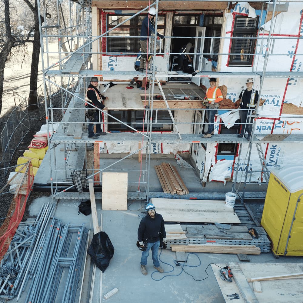 CBS Alberta team working on a residential exterior renovation in Edmonton